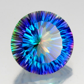 Quartzo místico multicolorido natural 17,28ct, corte redondo, VS