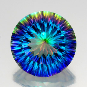 Quartzo místico multicolorido natural 17,92ct, corte redondo, VVS-VS
