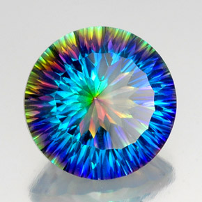 Quartzo místico multicolorido natural 17,92ct, corte redondo, VVS-VS