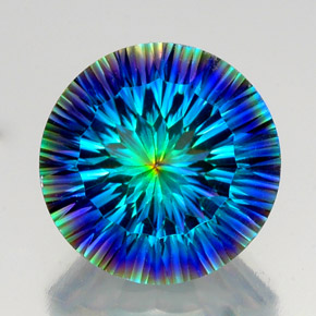 Quartzo místico multicolorido natural 18,74ct, corte redondo, VVS-VS