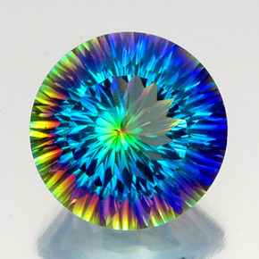 Quartzo místico multicolorido natural 19,08ct, corte redondo, VVS-VS