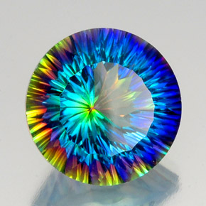 Quartzo místico multicolorido natural 19,08ct, corte redondo, VVS-VS