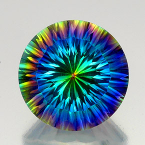 Quartzo místico multicolorido natural 19,83ct, corte redondo, VVS-VS