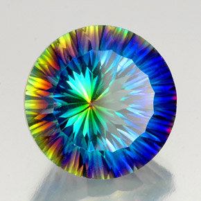 Quartzo místico multicolorido natural 19,83ct, corte redondo, VVS-VS
