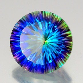 Quartzo místico multicolorido natural 19,18ct, corte redondo, VVS-VS