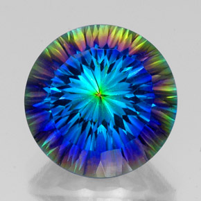 Quartzo místico multicolorido natural 19,26ct, corte redondo, VS