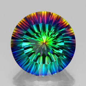 Quartzo místico multicolorido natural 18,92ct, corte redondo, VVS-VS