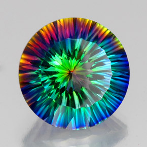 Quartzo místico multicolorido natural 18,92ct, corte redondo, VVS-VS