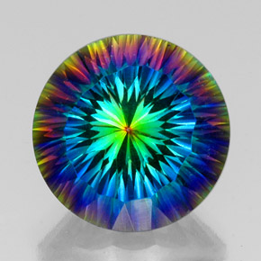 Quartzo místico multicolorido natural 19,76ct, corte redondo, VVS