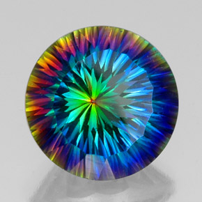 Quartzo místico multicolorido natural 19,76ct, corte redondo, VVS