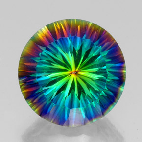 Quartzo místico multicolorido natural 20,18ct, corte redondo, VVS-VS