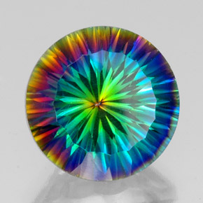 Quartzo místico multicolorido natural 20,18ct, corte redondo, VVS-VS