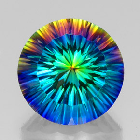 Quartzo místico multicolorido natural 19,94ct, corte redondo, VVS-VS