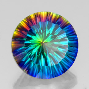 Quartzo místico multicolorido natural 19,94ct, corte redondo, VVS-VS