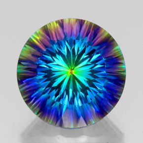 Quartzo místico multicolorido natural 20,14ct, corte redondo, VVS-VS