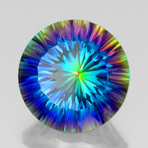 Quartzo místico multicolorido natural 20,14ct, corte redondo, VVS-VS
