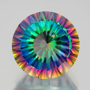 Quartzo místico multicolorido natural 10,49ct, corte redondo, VVS