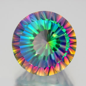 Quartzo místico multicolorido natural 10,49ct, corte redondo, VVS