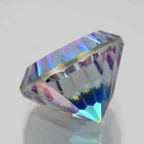 Quartzo místico multicolorido natural 10,49ct, corte redondo, VVS