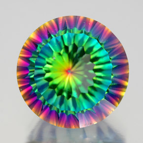 Quartzo místico multicolorido natural 10,29ct, corte redondo, VS