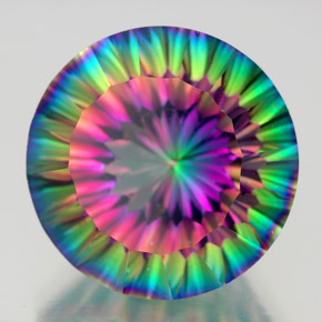Quartzo Místico Top Rainbow Natural 12.17ct, Corte Redondo, VVS