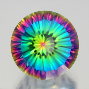 Quartzo Místico Top Rainbow Natural 9.89ct, Corte Redondo, VVS