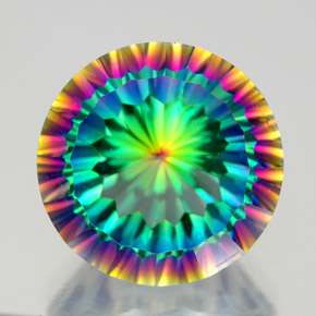 Quartzo místico multicolorido natural 9,81ct, corte redondo, VVS
