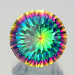 Quartzo místico multicolorido natural 9,81ct, corte redondo, VVS