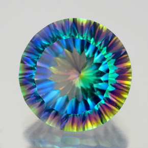 Quartzo místico multicolorido natural 9,20ct, corte redondo, VVS-VS