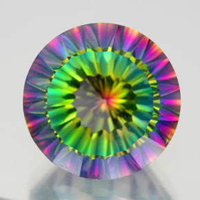 Quartzo místico multicolorido natural 10,58ct, corte redondo, VVS-VS