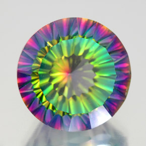 Quartzo místico multicolorido natural 10,58ct, corte redondo, VVS-VS