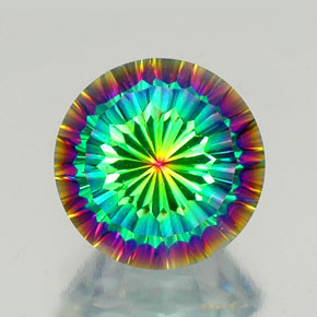 Quartzo místico multicolorido natural 9,76ct, corte redondo, VVS