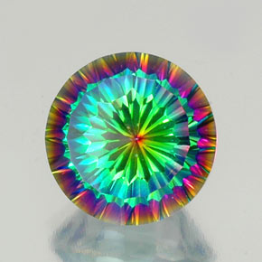 Quartzo místico multicolorido natural 9,76ct, corte redondo, VVS