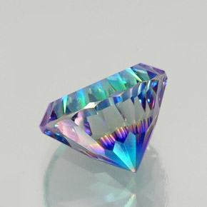 Quartzo místico multicolorido natural 9,76ct, corte redondo, VVS