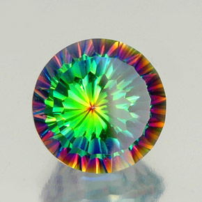Quartzo místico multicolorido natural 10,32ct, corte redondo, VS