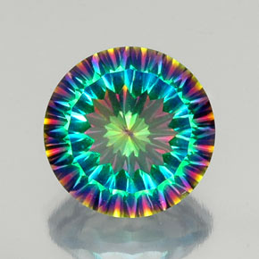 Quartzo místico multicolorido natural 9,63ct, corte redondo, VVS-VS