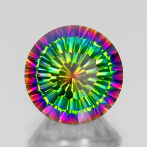 Quartzo místico multicolorido natural 10,08ct, corte redondo, VVS