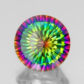 Quartzo místico multicolorido natural 10,08ct, corte redondo, VVS
