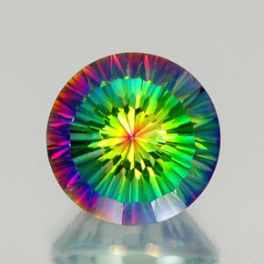 Quartzo místico multicolorido natural 10,40ct, corte redondo, VVS
