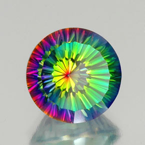 Quartzo místico multicolorido natural 10,40ct, corte redondo, VVS