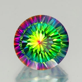Quartzo místico multicolorido natural 10,50ct, corte redondo, VS