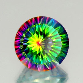 Quartzo místico multicolorido natural 10,50ct, corte redondo, VS