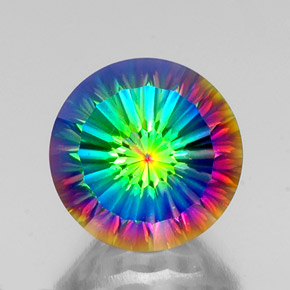 Quartzo místico multicolorido natural 10,57ct, corte redondo, VVS-VS