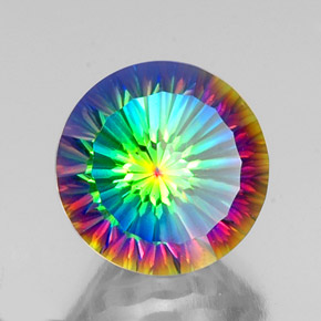 Quartzo místico multicolorido natural 10,57ct, corte redondo, VVS-VS
