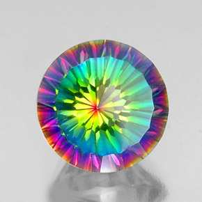 Quartzo místico multicolorido natural 9,69ct, corte redondo, VVS