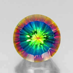 Quartzo místico multicolorido natural 10,27ct, corte redondo, VVS