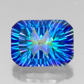Quartzo místico multicolorido natural 10,56ct, corte esmeralda, VS