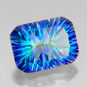 Quartzo místico multicolorido natural 10,56ct, corte esmeralda, VS