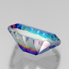 Quartzo místico multicolorido natural 10,56ct, corte esmeralda, VS