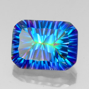 Quartzo místico multicolorido natural 10,24ct, corte esmeralda, VS